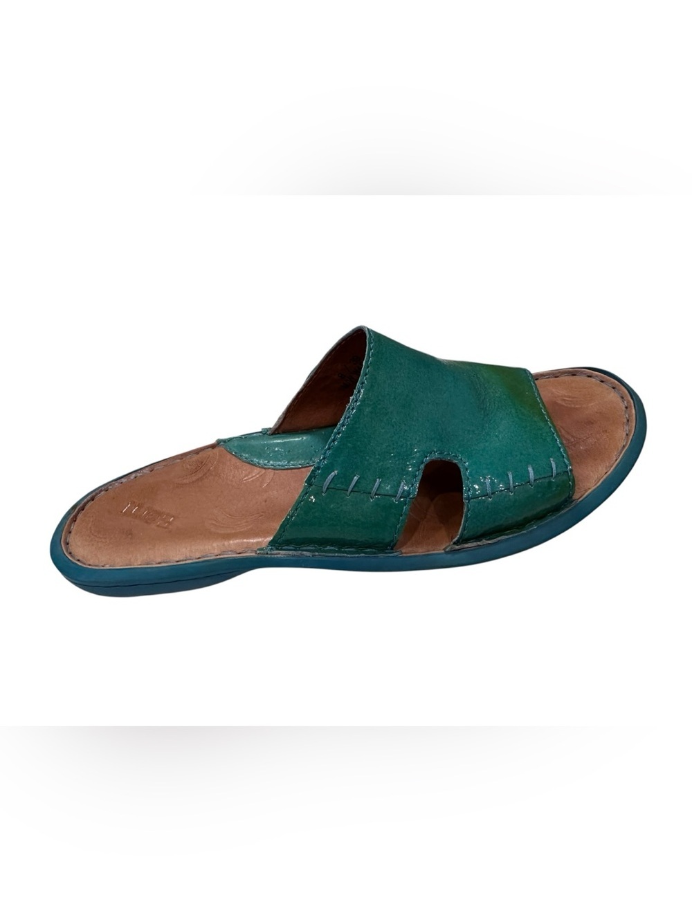 Women’s Born Aqua Green Swirled Patent Leather Shoes Sandals Mules Size 8 - Picture 3 of 7